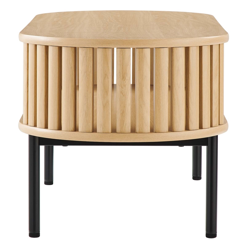 Modway Fortitude Oval Wood Coffee Table with Open Storage in Oak