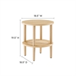 Modway Torus Round Wood Side Table with Lower Rattan Shelf in Oak