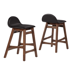 Modway Juno 24&quot Upholstered Wood Counter Stool in Brown (Set of 2)