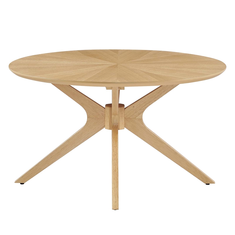 Modway Crossroads Round Modern Wood Coffee Table with Legs in Oak