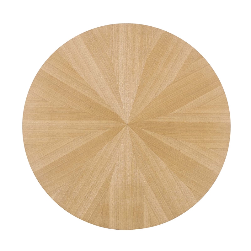 Modway Crossroads Round Modern Wood Coffee Table with Legs in Oak