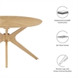 Modway Crossroads Round Modern Wood Coffee Table with Legs in Oak