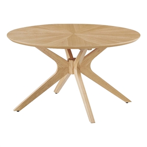 Modway Crossroads Round Modern Wood Coffee Table with Legs in Oak