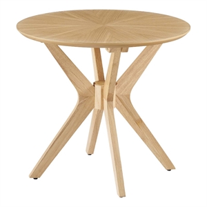 Modway Crossroads 24&quot Round Modern Wood Side Table with Legs in Oak