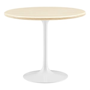 Modway Lippa 36&quot Round Modern Wood Dining Table in Brown and White