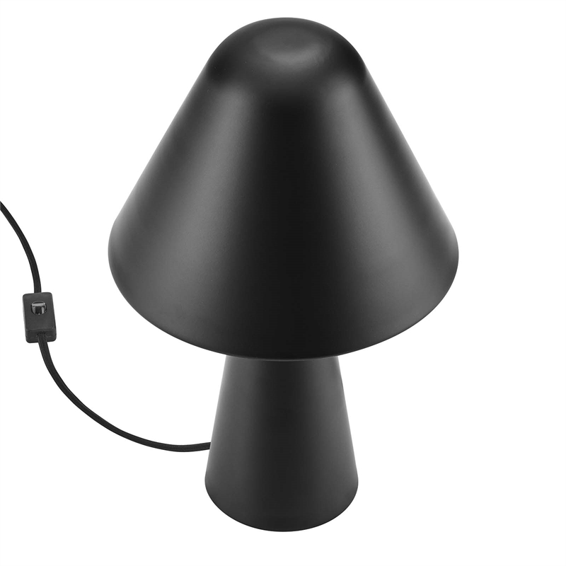 Modway Jovial Metal Mushroom Table Lamp with Swivel Shade in Black