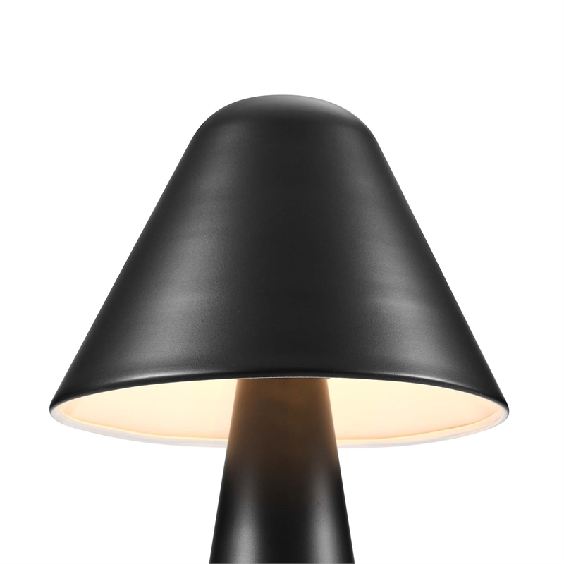 Modway Jovial Metal Mushroom Table Lamp with Swivel Shade in Black