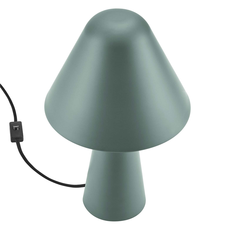 Modway Jovial Metal Mushroom Table Lamp with Swivel Shade in Green