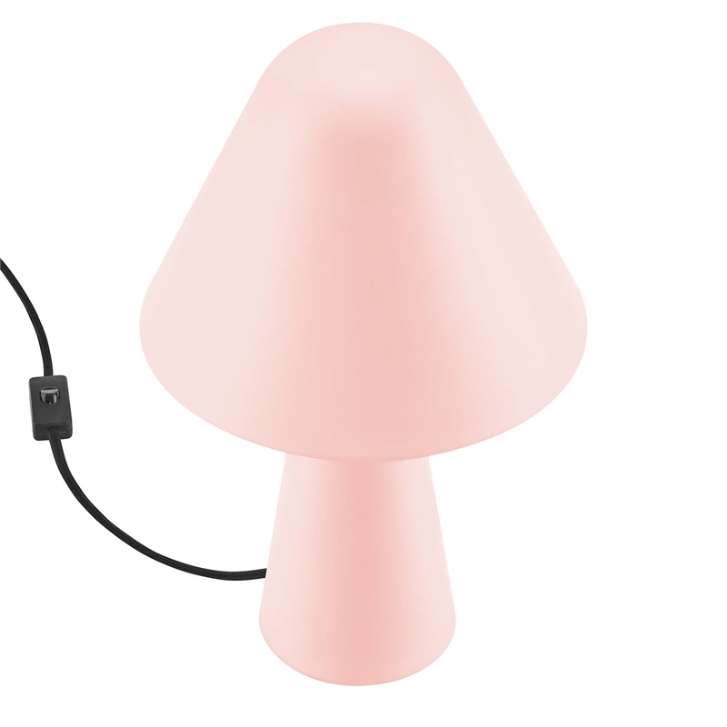 Modway Jovial Metal Mushroom Table Lamp with Swivel Shade in Pink
