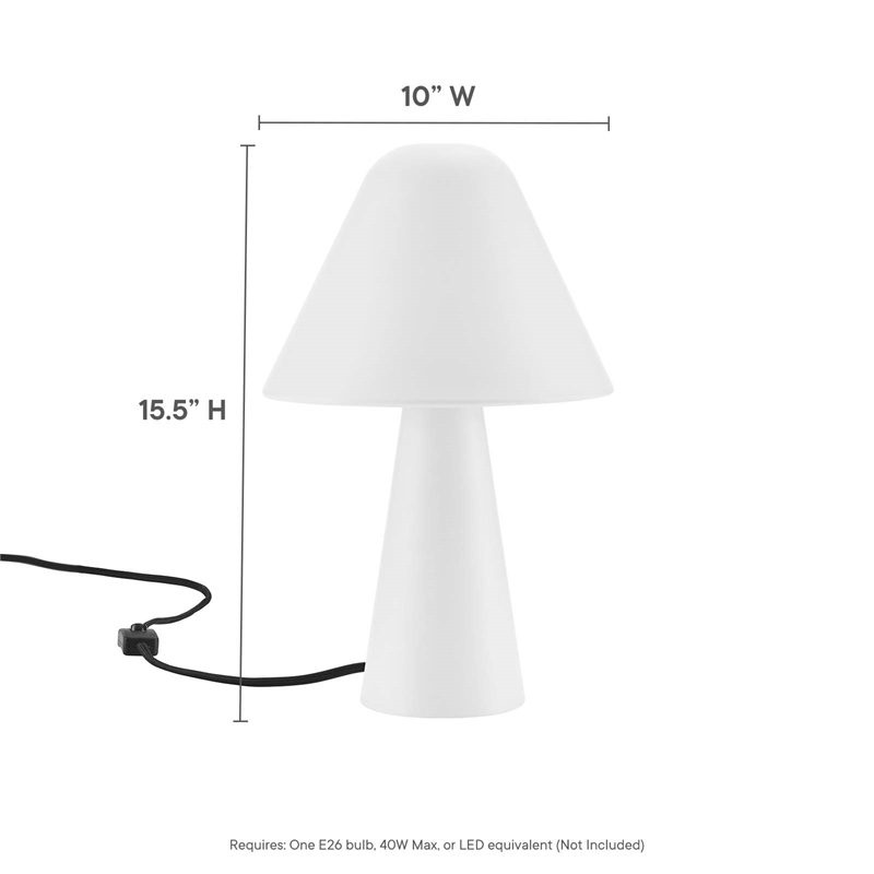 Modway Jovial Metal Mushroom Table Lamp with Swivel Shade in White