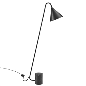 modway ayla marble & metal floor lamp with cone shade in black