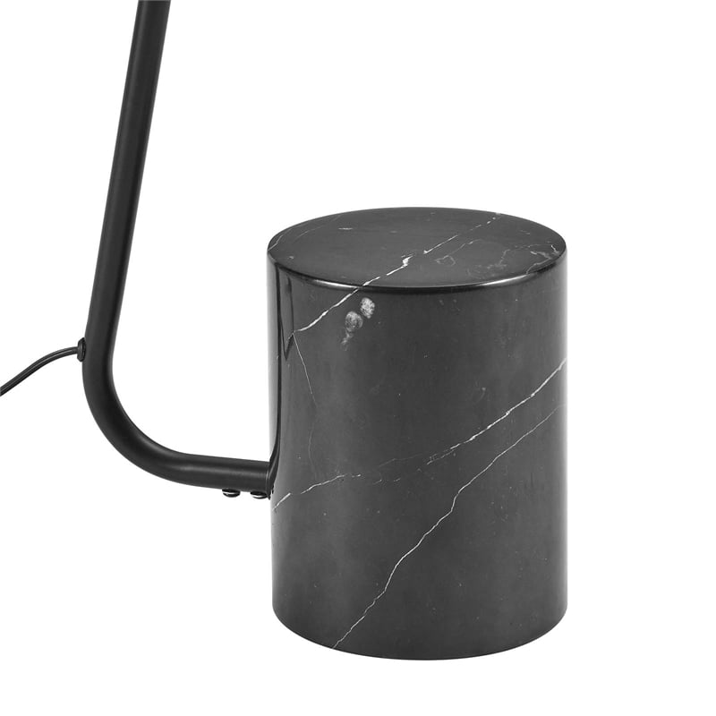 Modway Ayla Marble & Metal Floor Lamp with Cone Shade in Black