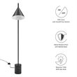 Modway Ayla Marble & Metal Floor Lamp with Cone Shade in Black