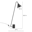 Modway Ayla Marble & Metal Floor Lamp with Cone Shade in Black