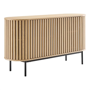 Modway Fortitude 59&quot Oval Wood Sideboard with 6 Storage Spaces in Oak