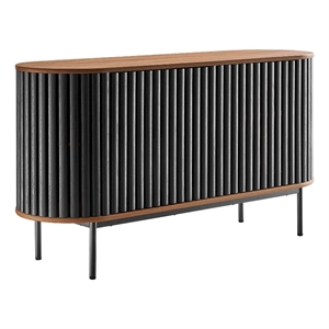 Modway Fortitude 59&quot Oval Wood Sideboard with 6 Storage Spaces in Walnut/Black