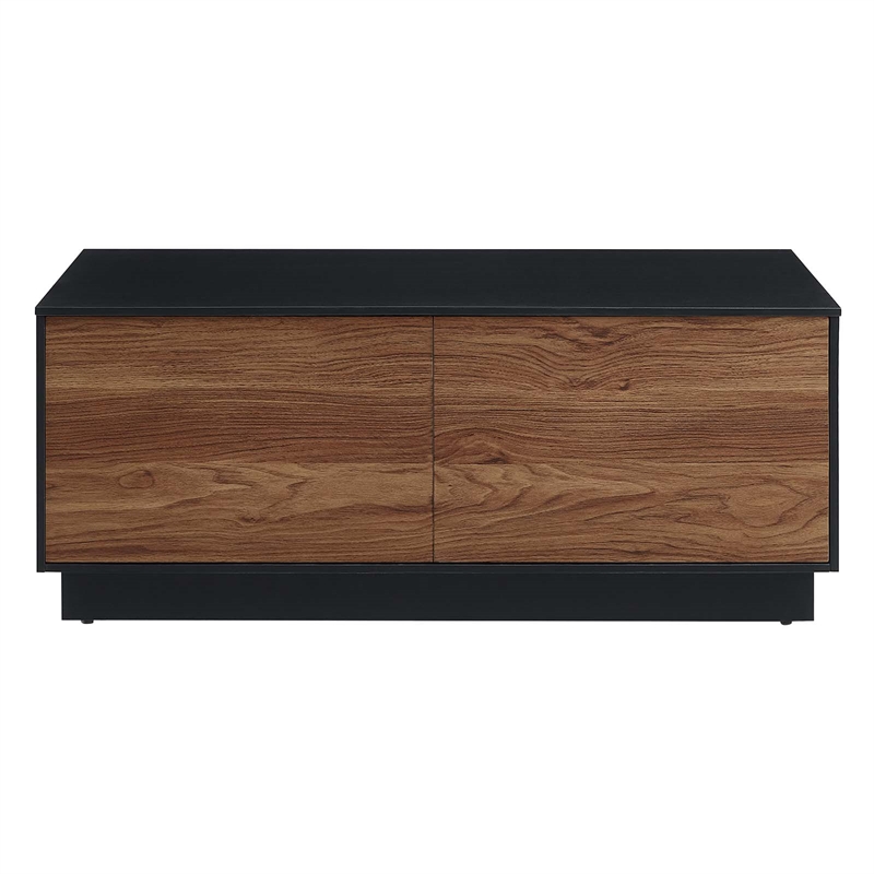 Modway Holden 2-Drawer Wood Coffee Table in Black and Walnut