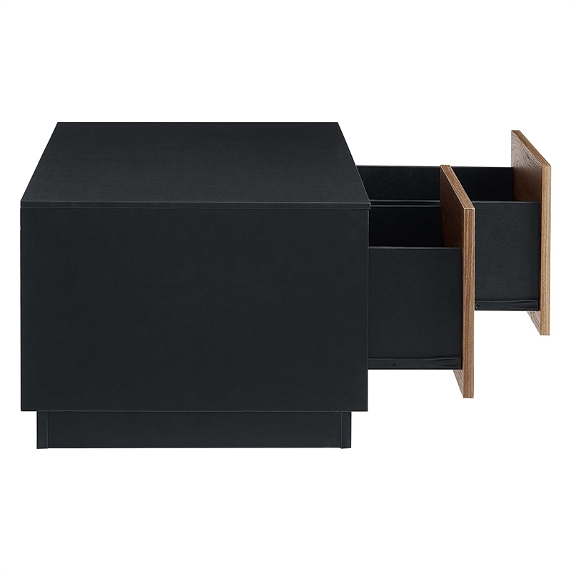 Modway Holden 2-Drawer Wood Coffee Table in Black and Walnut