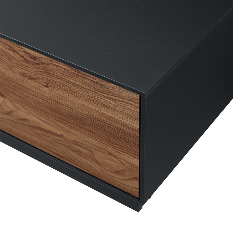 Modway Holden 2-Drawer Wood Coffee Table in Black and Walnut