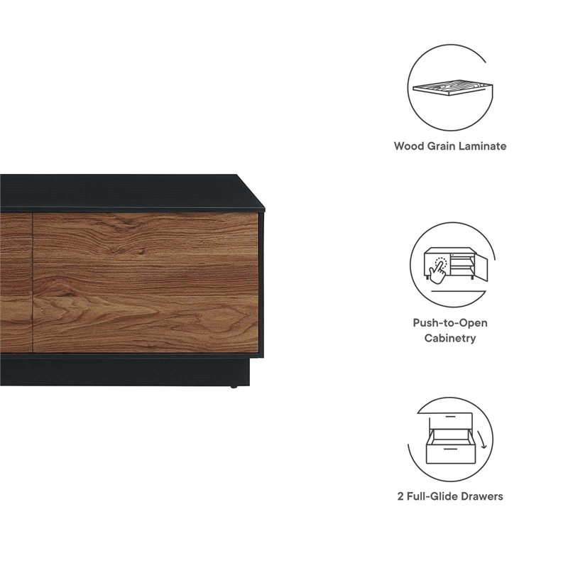 Modway Holden 2-Drawer Wood Coffee Table in Black and Walnut