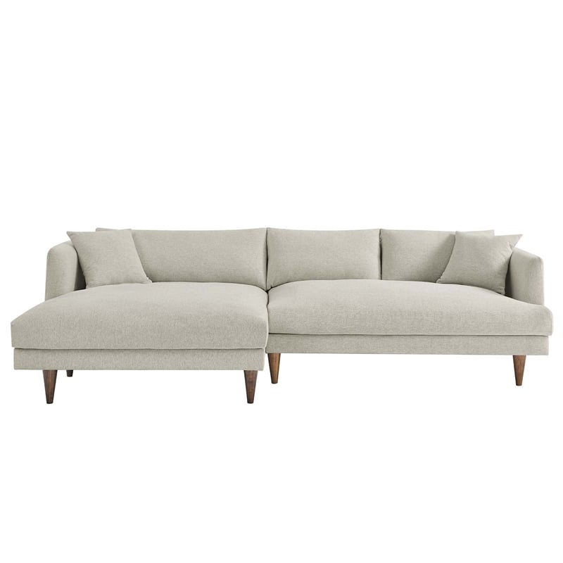 Modway Zoya 2-Piece Fabric Left-Facing Sectional Sofa in Heathered Weave Ivory