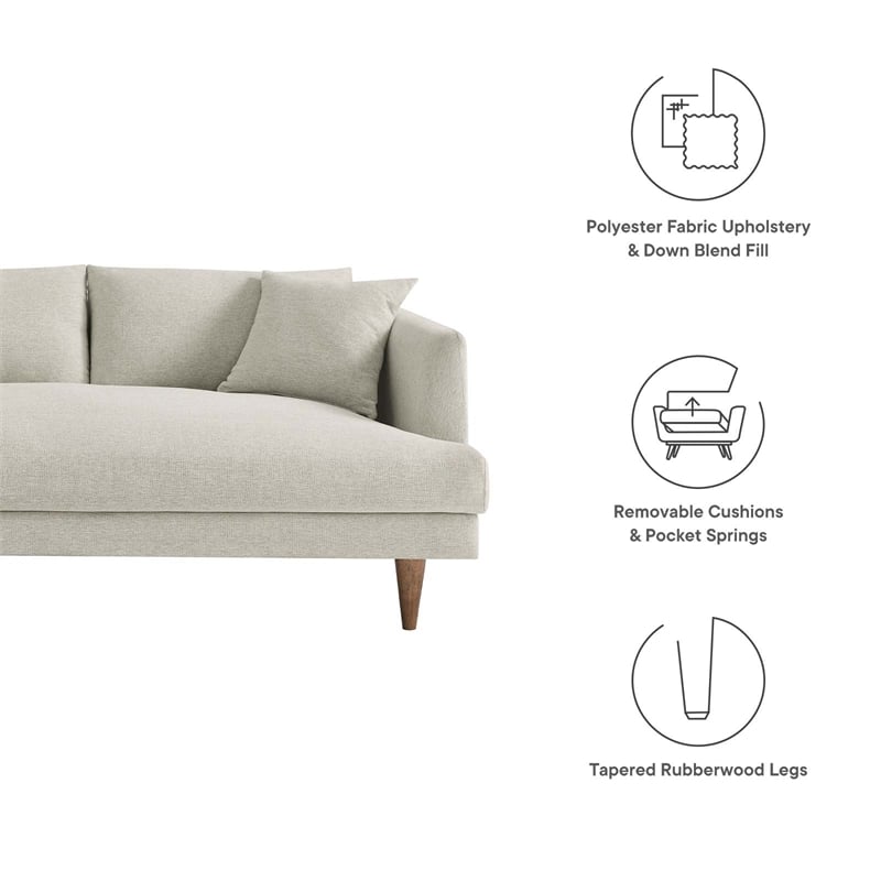 Modway Zoya 2-Piece Fabric Left-Facing Sectional Sofa in Heathered Weave Ivory