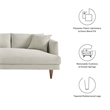 Modway Zoya 2-Piece Fabric Left-Facing Sectional Sofa in Heathered Weave Ivory