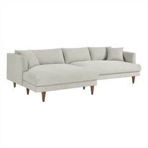 Modway Zoya 2-Piece Fabric Left-Facing Sectional Sofa in Heathered Weave Ivory