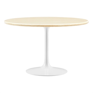Modway Lippa 48&quot Round Modern Wood Dining Table in White and Brown