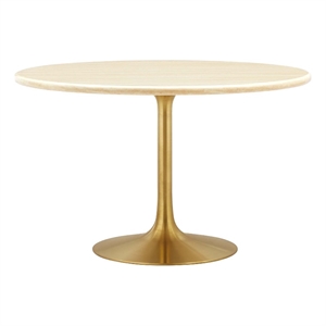 Modway Lippa 48&quot Round Modern Wood Dining Table in Gold and Brown