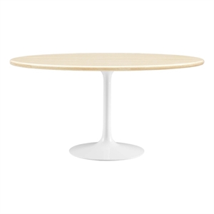 Modway Lippa 60&quot Oval Modern Wood Dining Table in White and Brown