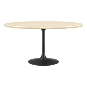 Modway Lippa 60&quot Oval Modern Wood Dining Table in Black and Brown