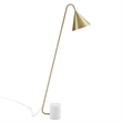 Modway Ayla Marble & Metal Floor Lamp with Cone Shade in Satin Brass