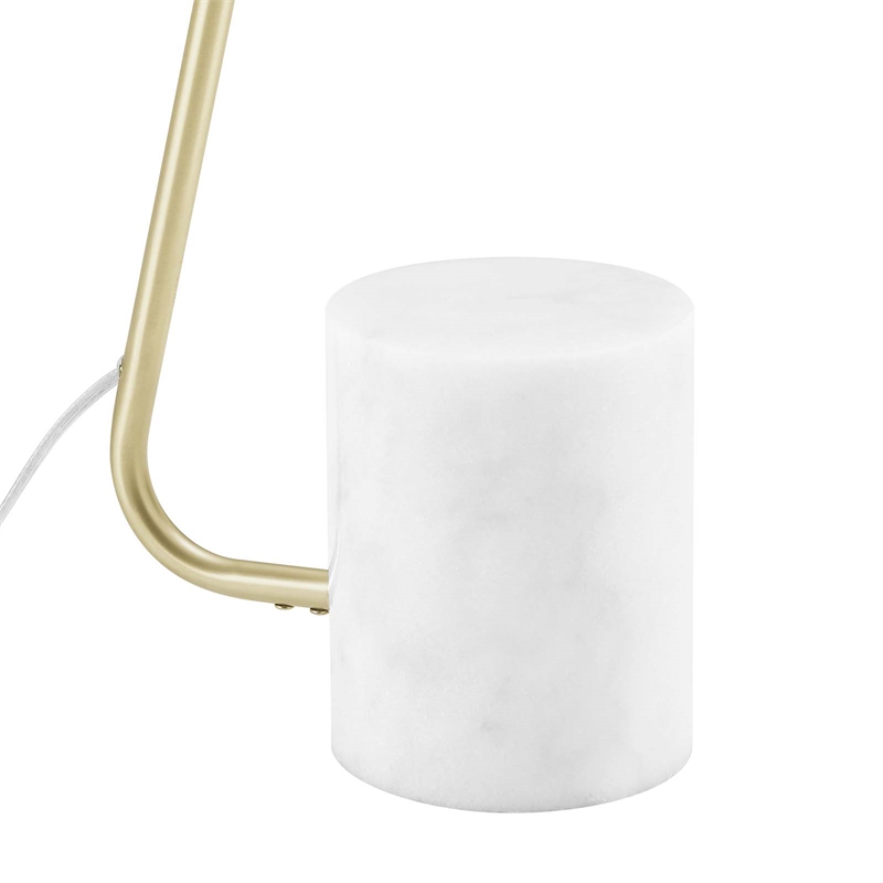 Modway Ayla Marble & Metal Floor Lamp with Cone Shade in Satin Brass