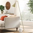 Modway Ayla Marble & Metal Floor Lamp with Cone Shade in Satin Brass
