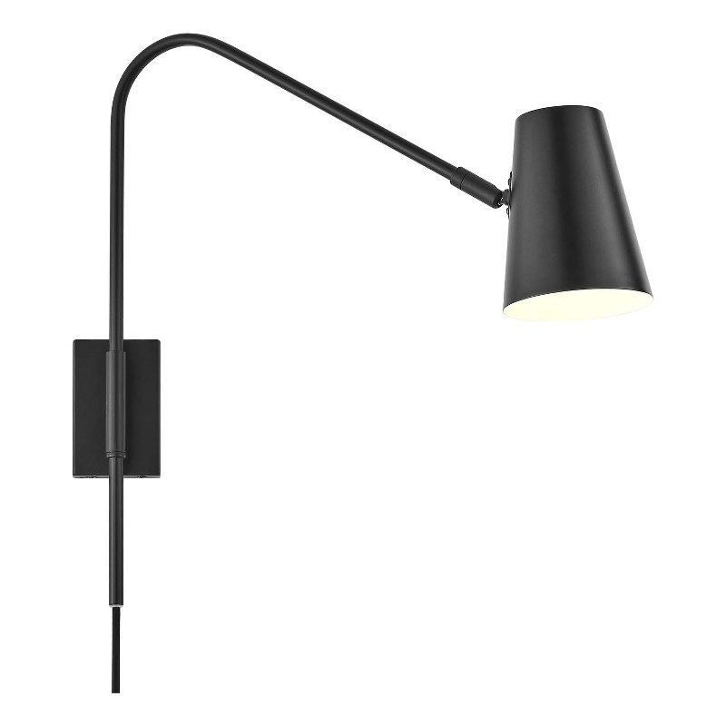 Modway Faye Metal & Fabric Wall Sconce with Swivel Arm in Black