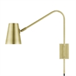 Modway Faye Metal & Fabric Wall Sconce with Swivel Arm in Satin Brass
