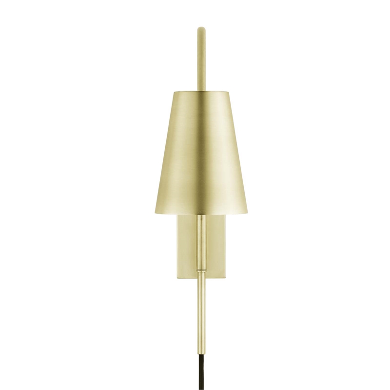 Modway Faye Metal & Fabric Wall Sconce with Swivel Arm in Satin Brass