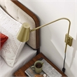 Modway Faye Metal & Fabric Wall Sconce with Swivel Arm in Satin Brass
