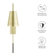 Modway Faye Metal & Fabric Wall Sconce with Swivel Arm in Satin Brass