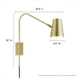 Modway Faye Metal & Fabric Wall Sconce with Swivel Arm in Satin Brass