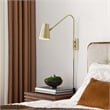 Modway Faye Metal & Fabric Wall Sconce with Swivel Arm in Satin Brass