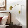 Modway Faye Metal & Fabric Wall Sconce with Swivel Arm in Satin Brass