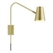 Modway Faye Metal & Fabric Wall Sconce with Swivel Arm in Satin Brass