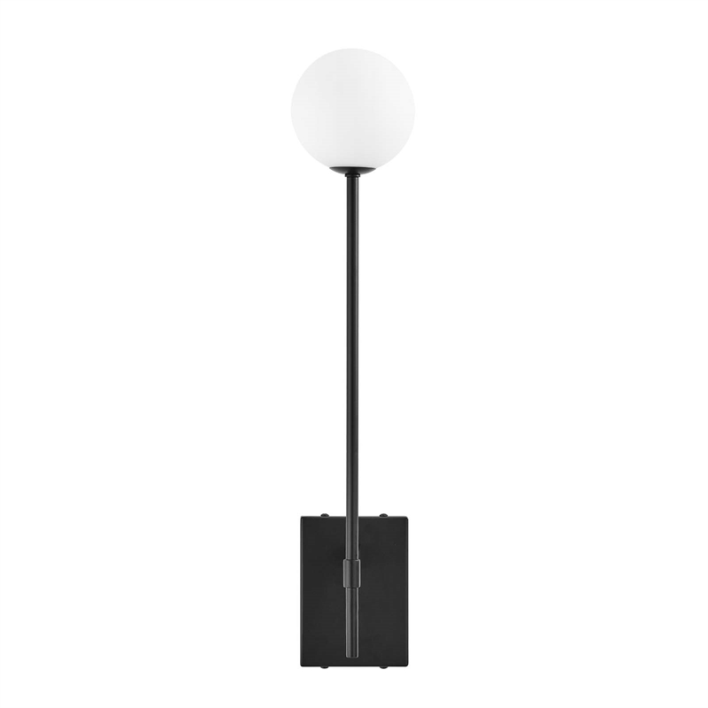 Modway Riva Metal Wall Sconce with Opal White Glass in Black