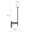 Modway Riva Metal Wall Sconce with Opal White Glass in Black
