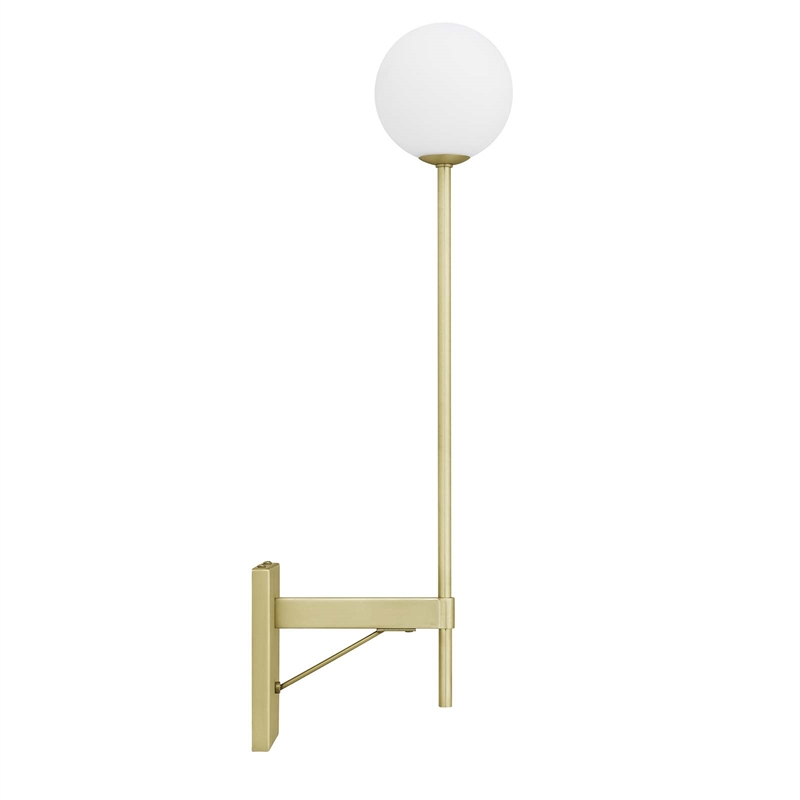 Modway Riva Metal Wall Sconce with Opal White Glass in Satin Brass