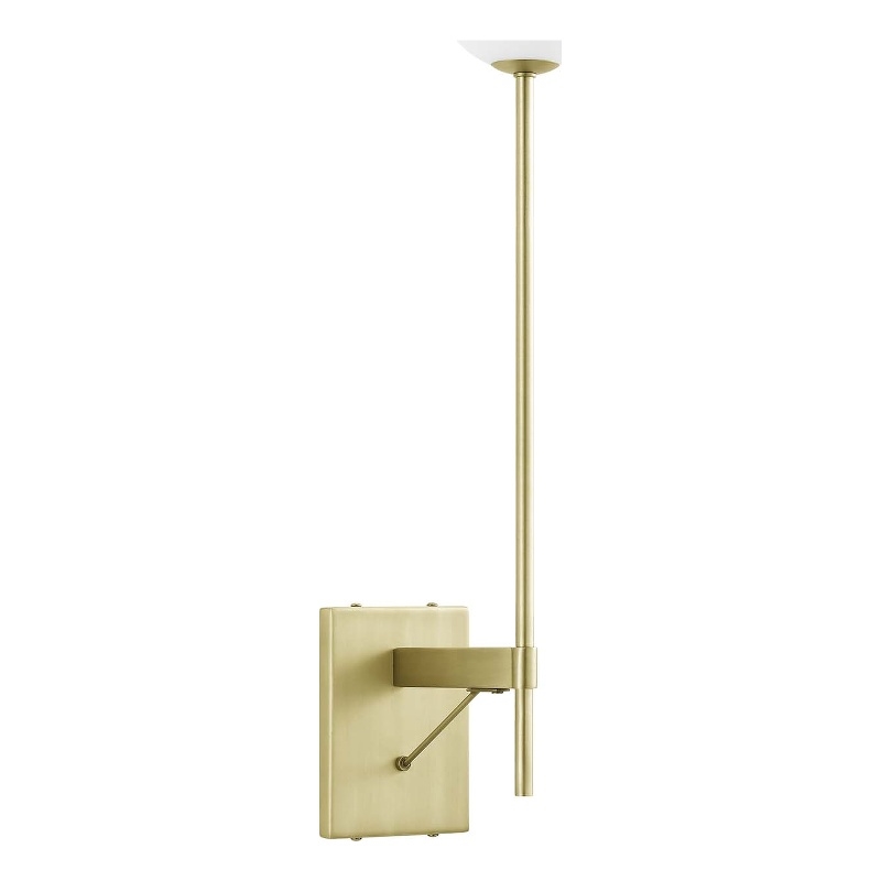 Modway Riva Metal Wall Sconce with Opal White Glass in Satin Brass