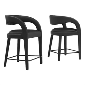 Modway Pinnacle 24.5&quot Upholstered Faux Leather Counter Stool in Black (Set of 2)