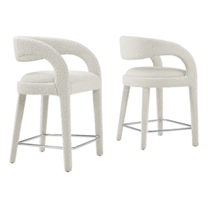 Modway Pinnacle 24.5&quot Upholstered Fabric Counter Stool in Ivory (Set of 2)